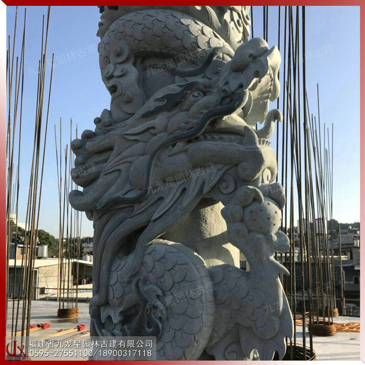 石雕龍柱安裝圖片