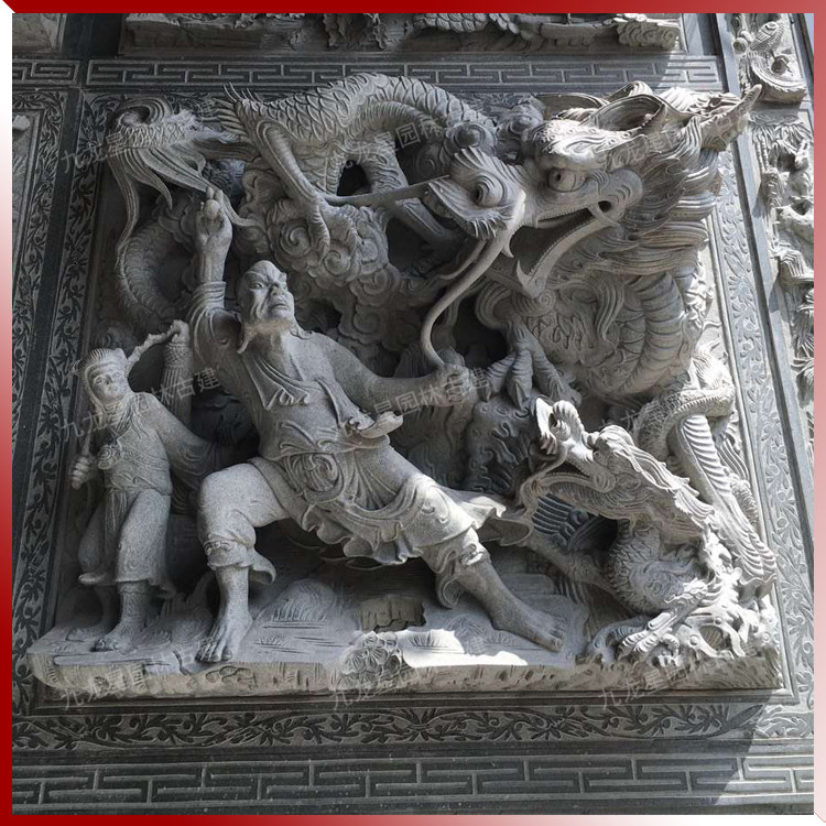 中式墻面石雕浮雕圖片